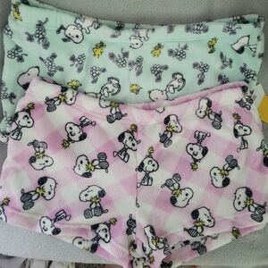 Peanuts Graphic Fleece Sleep Shorts (set Of 2) NWT Sz L